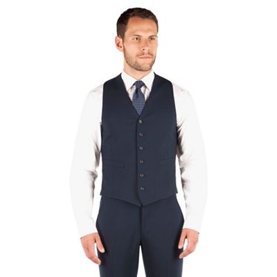 Jeff Banks Navy 6 button travel suit waistcoat